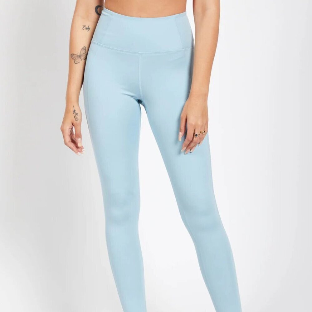Girlfriend Collective Women Leggings Sz‎ S Light Blue High Rise Activewear